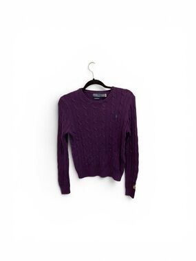 Polo by Ralph Lauren Deep Purple Cable Knit Crew Sweater